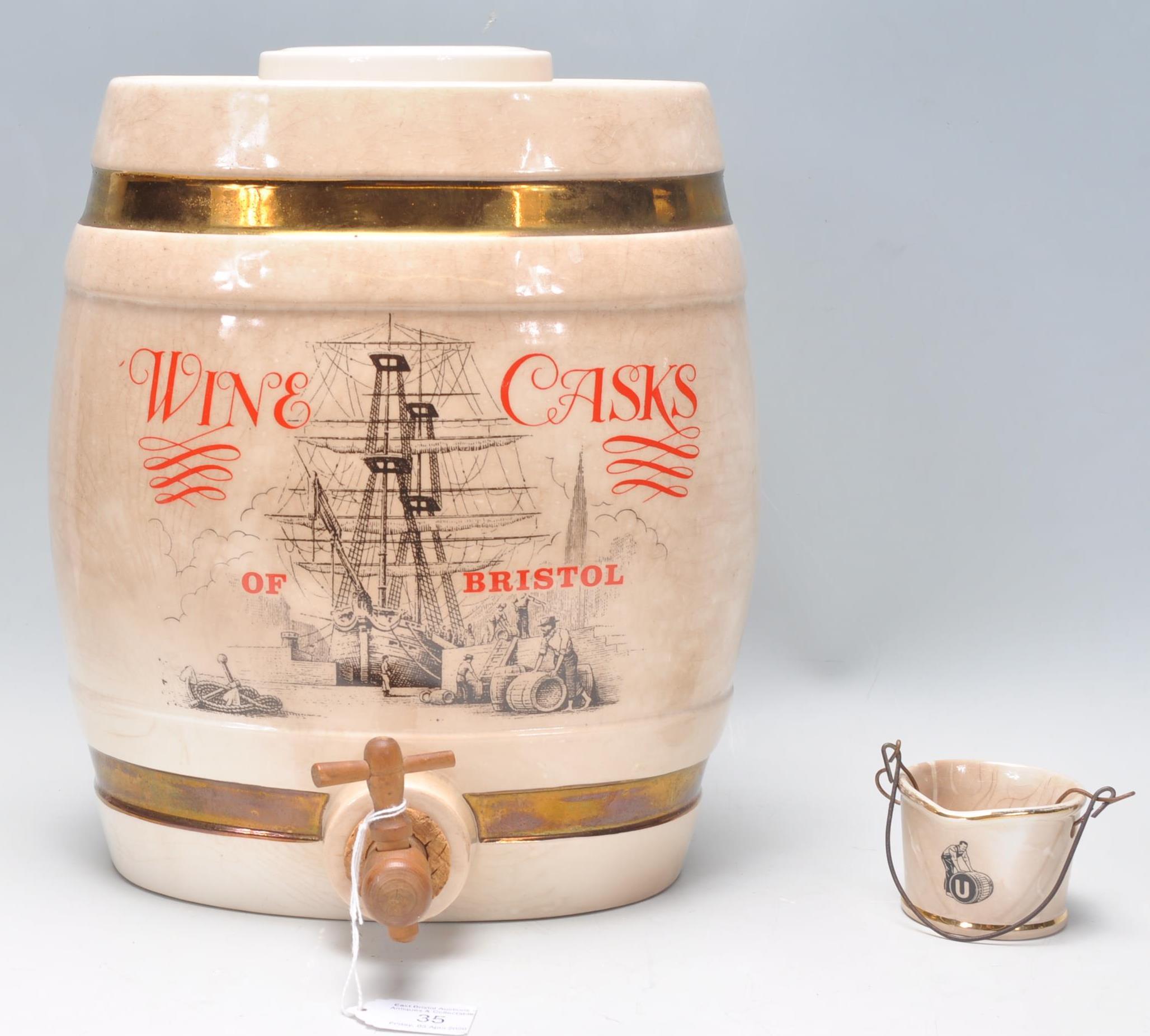 A good early 20th Century ceramic barrel by Crown Devon for 'Wine Casks Of Bristol' having printed - Image 3 of 17