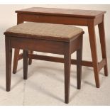 An early 20th century mahogany duet stool - piano stool raised on square tapering legs with