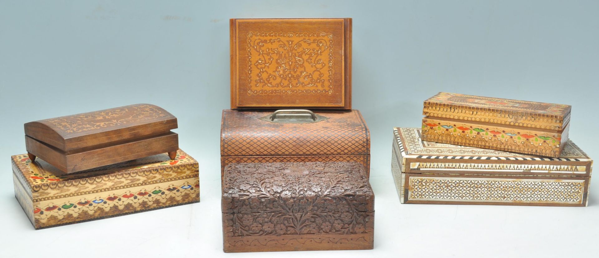 A good collection of jewellery / trinket boxes dating from the early 20th Century to include a