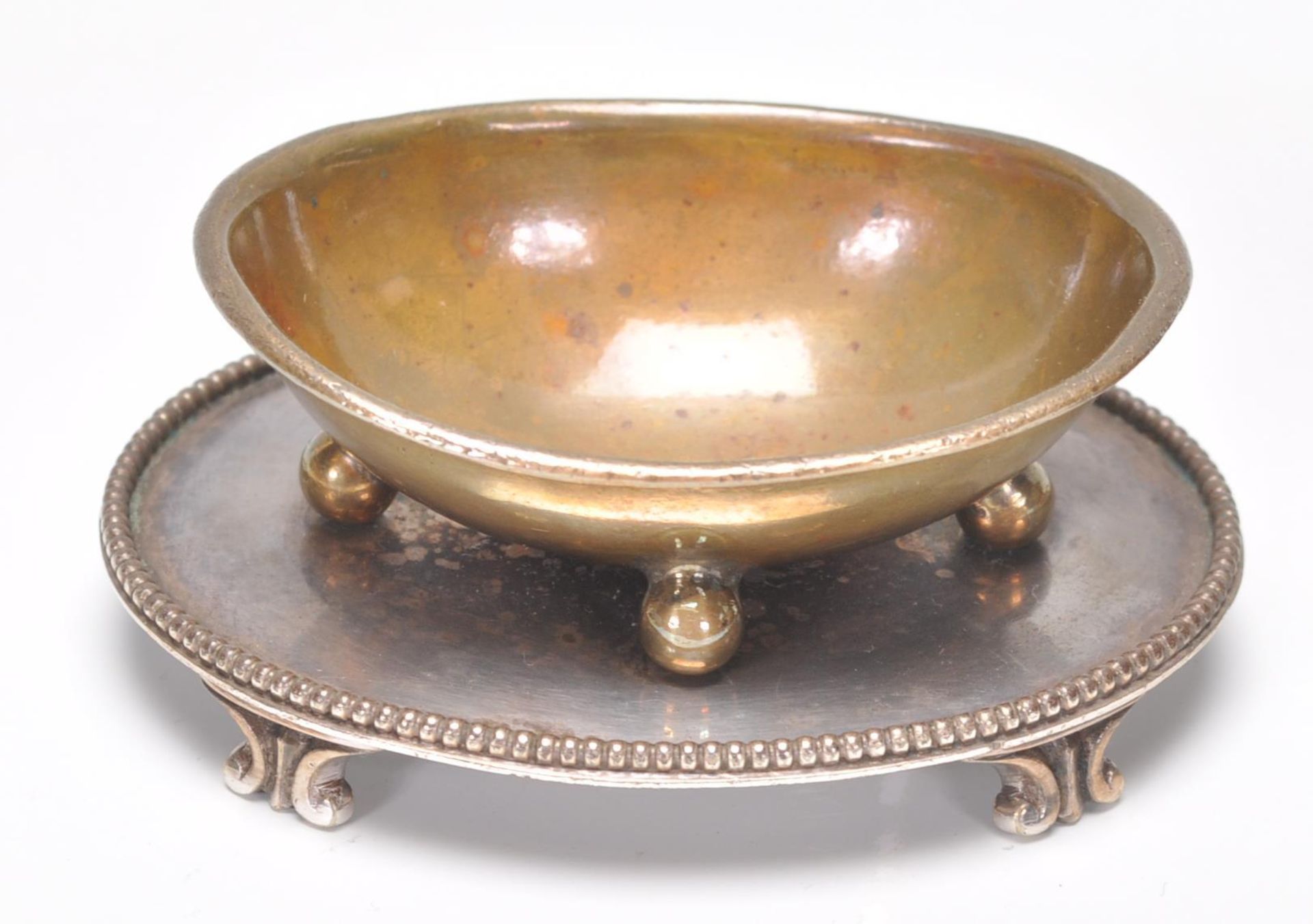 A set of 4 19th century Thomas Harwood & Sons silver plate EP and copper table salts. Each of - Image 2 of 7