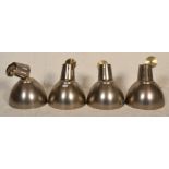 A set of 4 contemporary factory / Industrial style brushed gold aluminium pendant lights each with