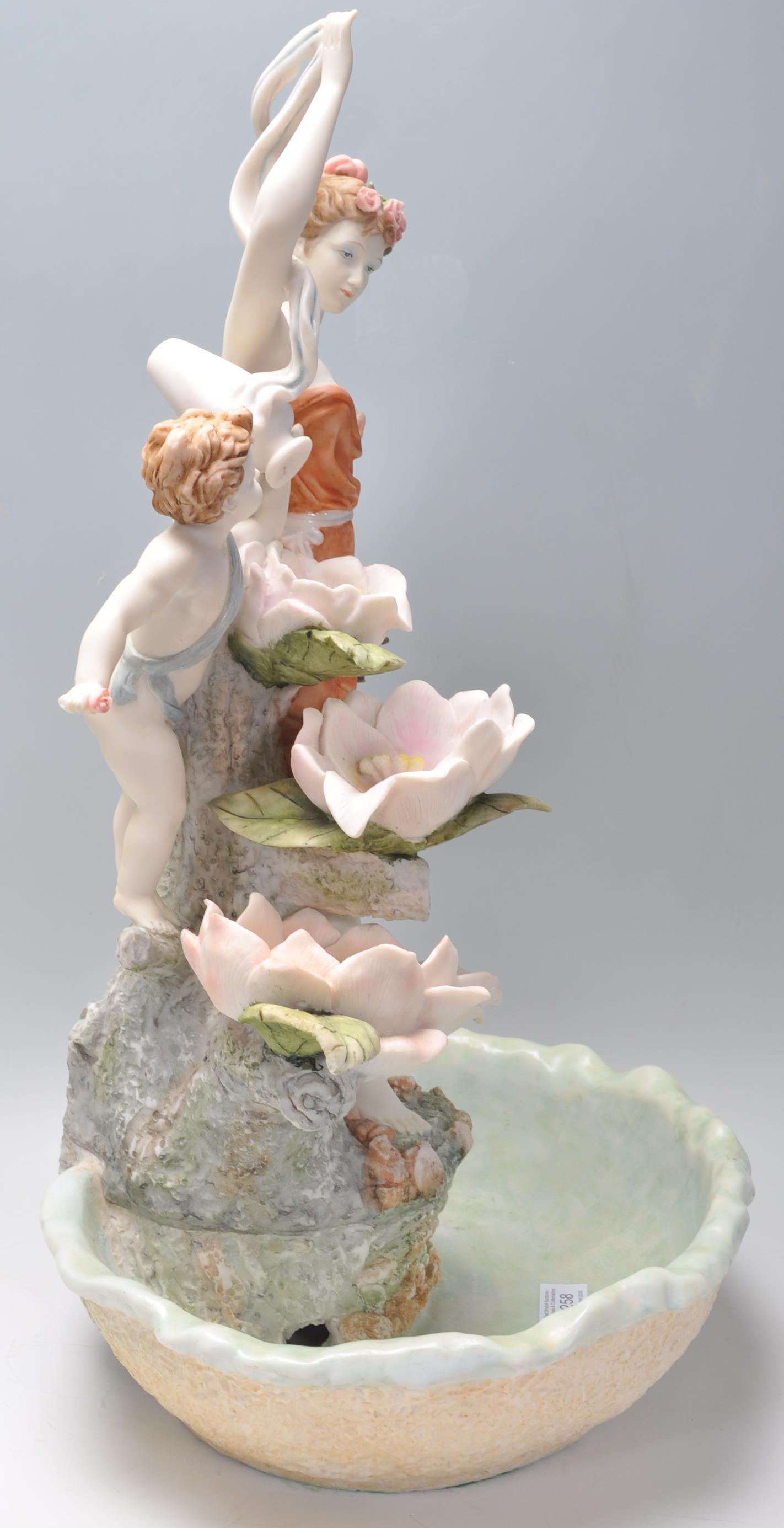 A vintage Italian resin Capodimonte style water feature in the form of a female figure amongst - Image 2 of 8