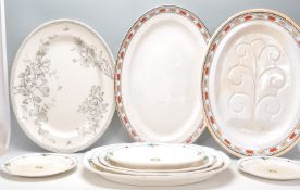 A selection of 19th Century Victorian meat platters to include a set of Bristol pottery graduating