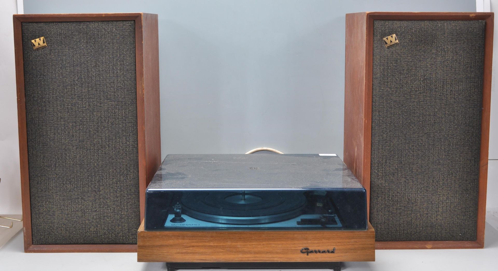 Hi-Fi - A teak cased retro Garrard SP 25 MK IV record deck turntable having a smokey perspex