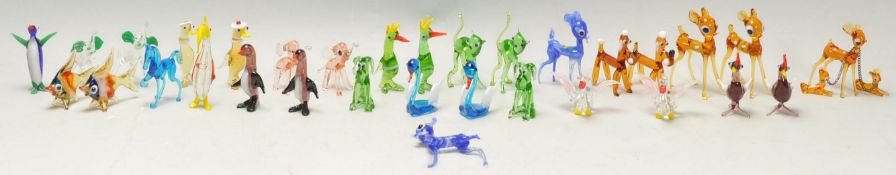 A collection of 20th Century Murano glass animals to include a wide selection of animals in coloured