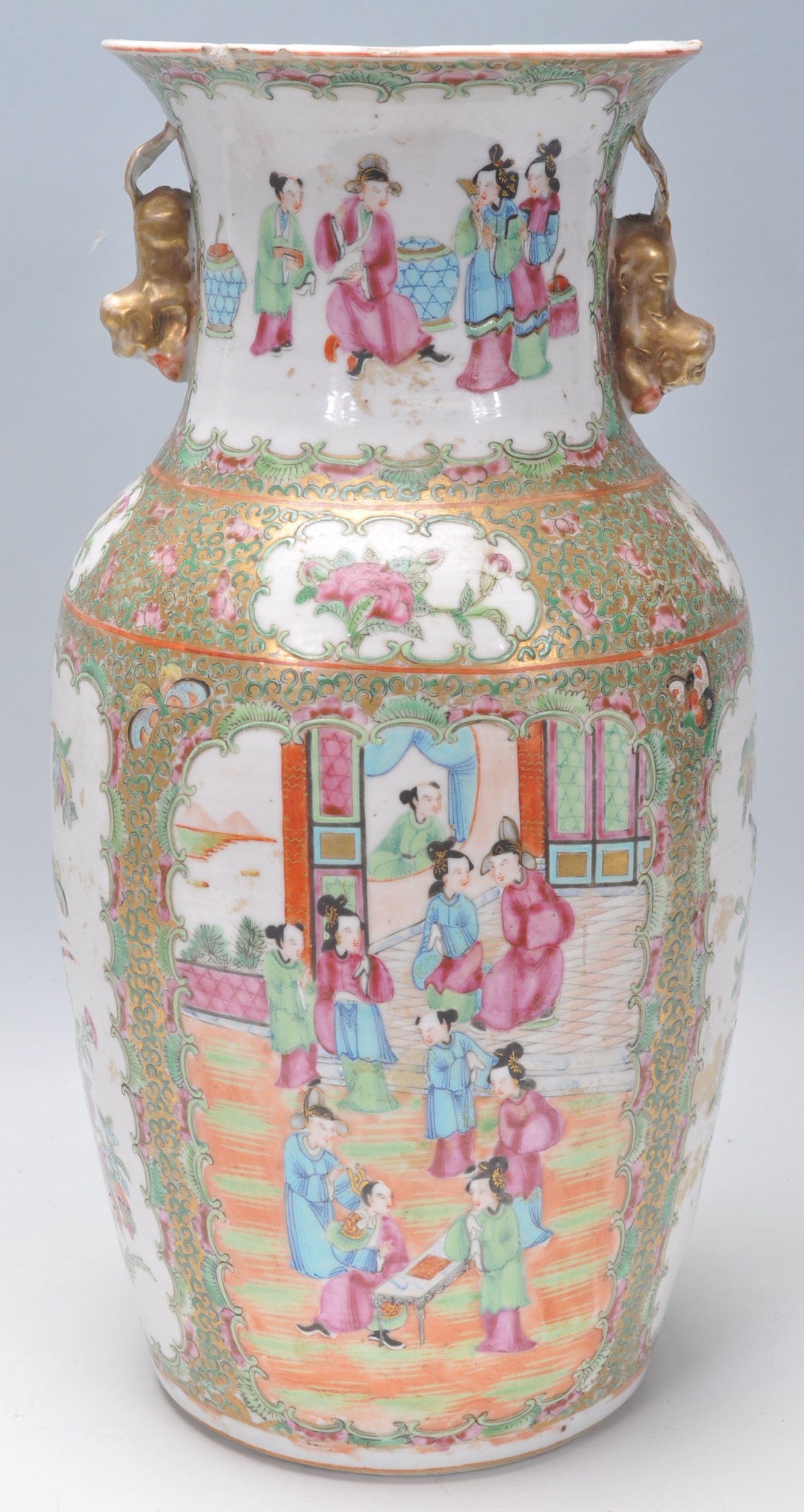 A 19th Century Chinese Cantonese famille rose vase with handpainted scenes of people, birds and - Image 6 of 10