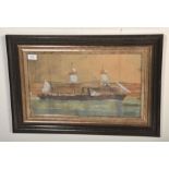 A 19th Century Victorian watercolour on paper painting of the steamship 'Liguria' of the Orient Line