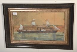 A 19th Century Victorian watercolour on paper painting of the steamship 'Liguria' of the Orient Line