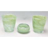 A matching pair of retro 20th Century studio art glass vases in the manner of Monart. Together