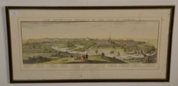 After Samuel & Nathaniel Buck – ‘The South East Prospect Of The City Of Norwich’ – a hand coloured