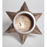 A good heavy 19th Century Victorian silverplate travel clock stand of star form having an easel