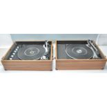 A vintage retro RT-VC dual record deck cased portable music system having two BSR P128 record decks.