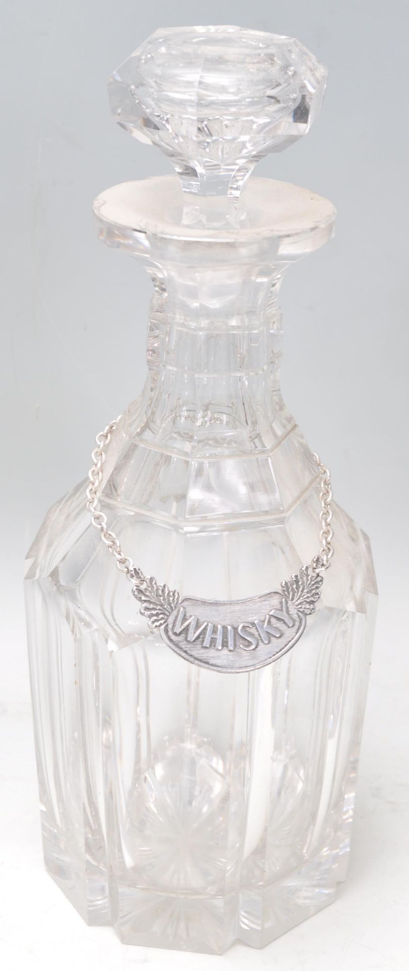 A good pair of 19th century heavy lead glass decanters of shaped and angled form complete with - Image 3 of 7