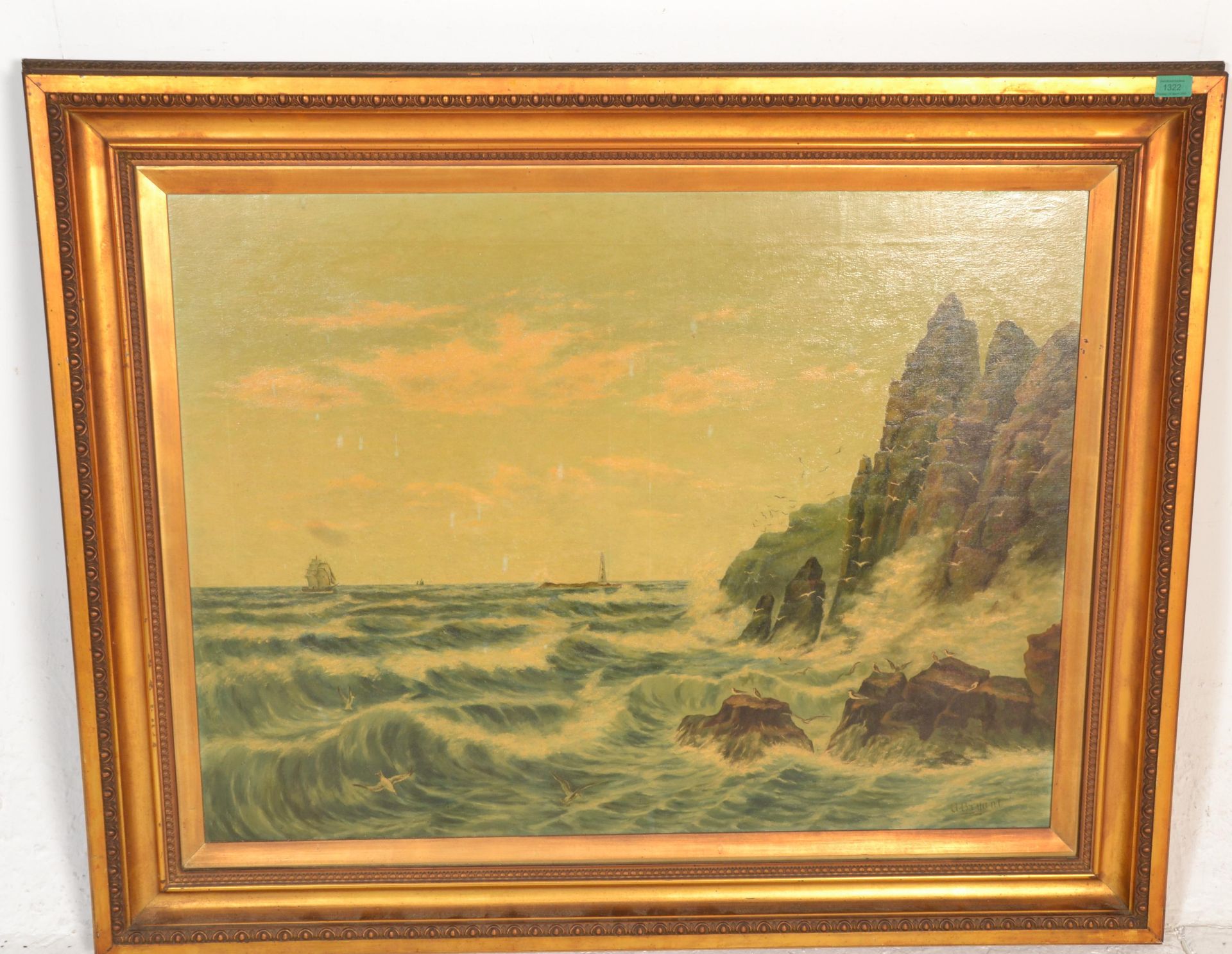 A large 19th century oil on canvas maritime coasta