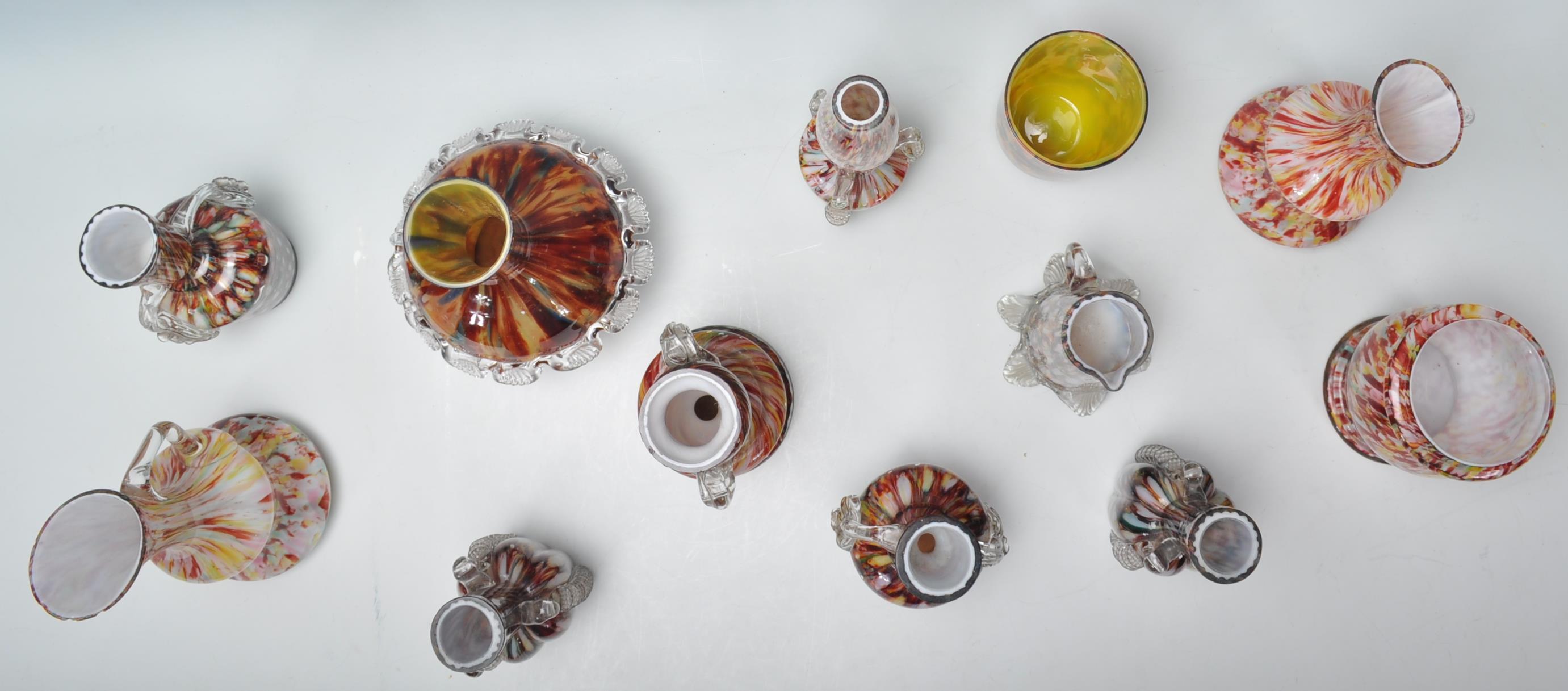 A collection of Murano 'end of day' studio art glass to include speckled vases and jugs with - Image 2 of 9