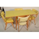 A good set of 4 believed Benchairs together with a similar retro yellow mid century drop leaf