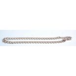 A stamped 925 silver gentlemans flat link necklace with a lobster clasp. Weight 82.6g. Measures 21