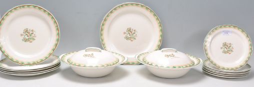 A vintage retro Bristol Poutney dinner service consisting of two tureens, and dinner plates having