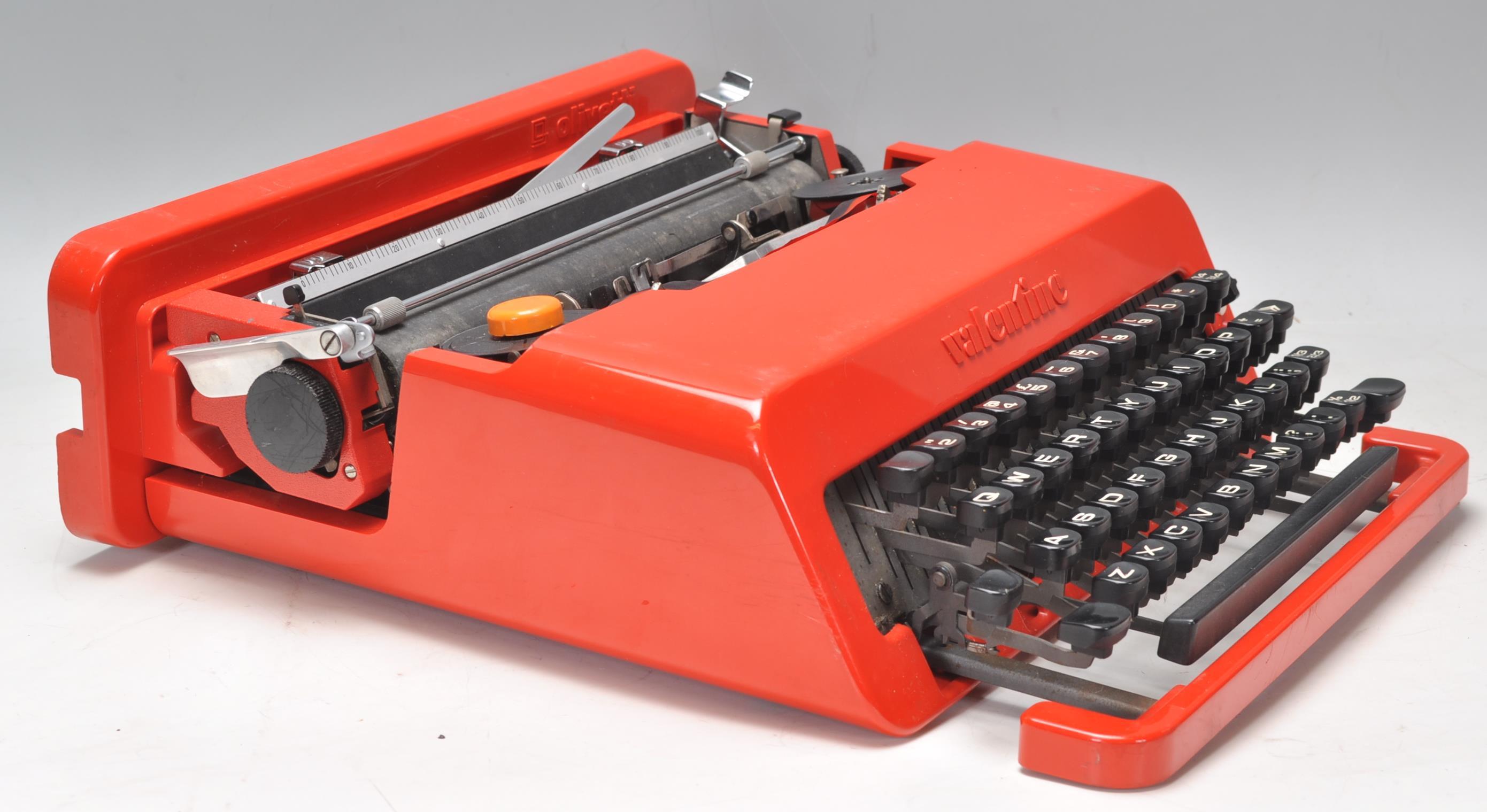 A vintage retro 20th century industrial Italian Valentine portable typewriter designed by Ettore - Image 3 of 5