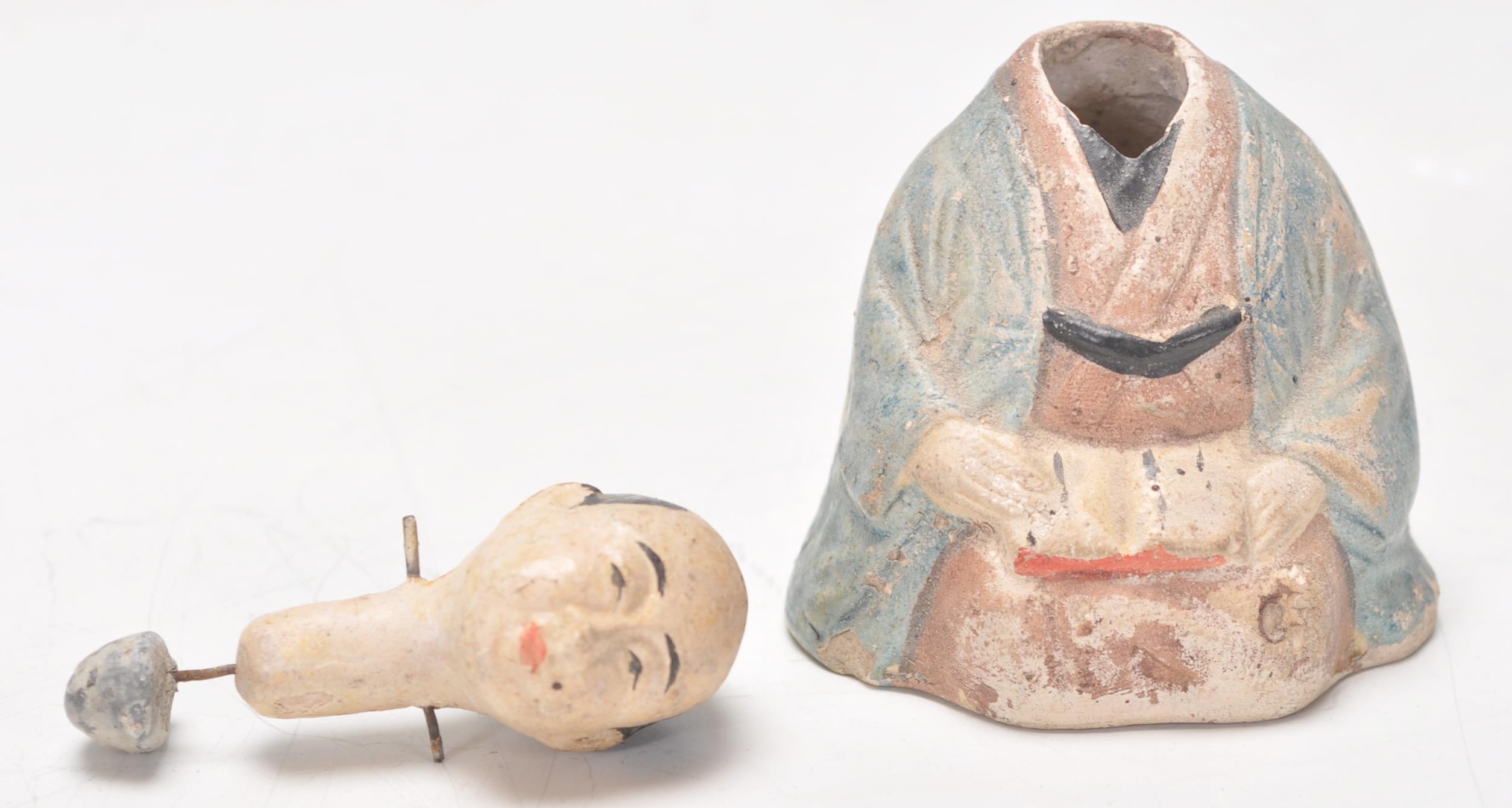 A late 18th / early 19th Century Japanese Meiji period stoneware nodding figurine in the form of a - Image 4 of 6