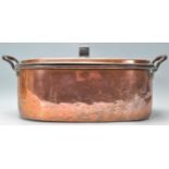 Kitchenalia - A large 19th Century Victorian copper poacher pan of oval form, complete with original