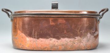 Kitchenalia - A large 19th Century Victorian copper poacher pan of oval form, complete with original