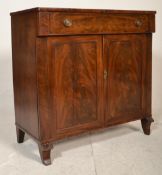 A 19th Century George III flame mahogany chiffonier sideboard. Raised on four shaped supports with a