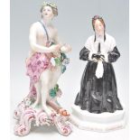 A Royal Doulton figurine in the form of a mourning widow together with a 19th century Meissen /