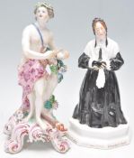 A Royal Doulton figurine in the form of a mourning widow together with a 19th century Meissen /