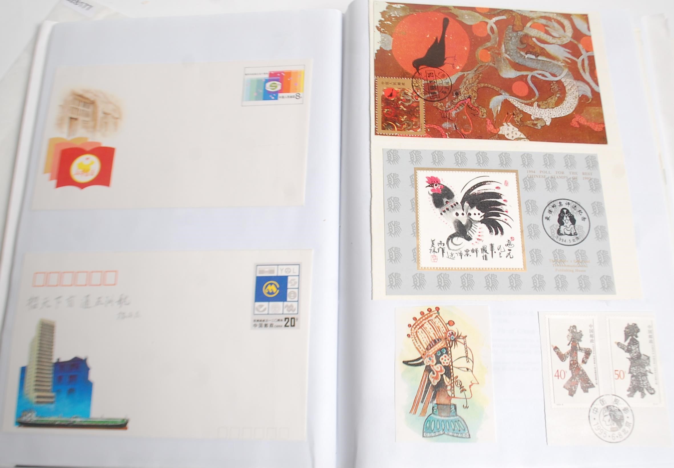 A collection of 3 stamp and postcard albums to include China with stamps, covers, postcards and - Image 6 of 14