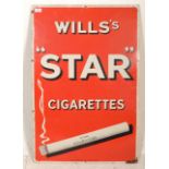 A superb vintage 20th Century Wills's Star Cigarettes enamel advertising sign having red ground with
