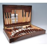 A vintage Webber and Hill cutlery canteen being wooden cased filled with silver plate cutlery and