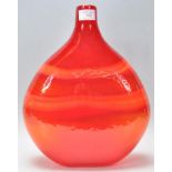 A vintage retro 20th Century large red vase of slim round form having a waisted neck and two tone