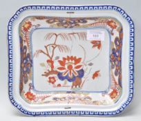 An 18th Century Turner's Patent pre Masons ironstone dish of rectangular form decorated with