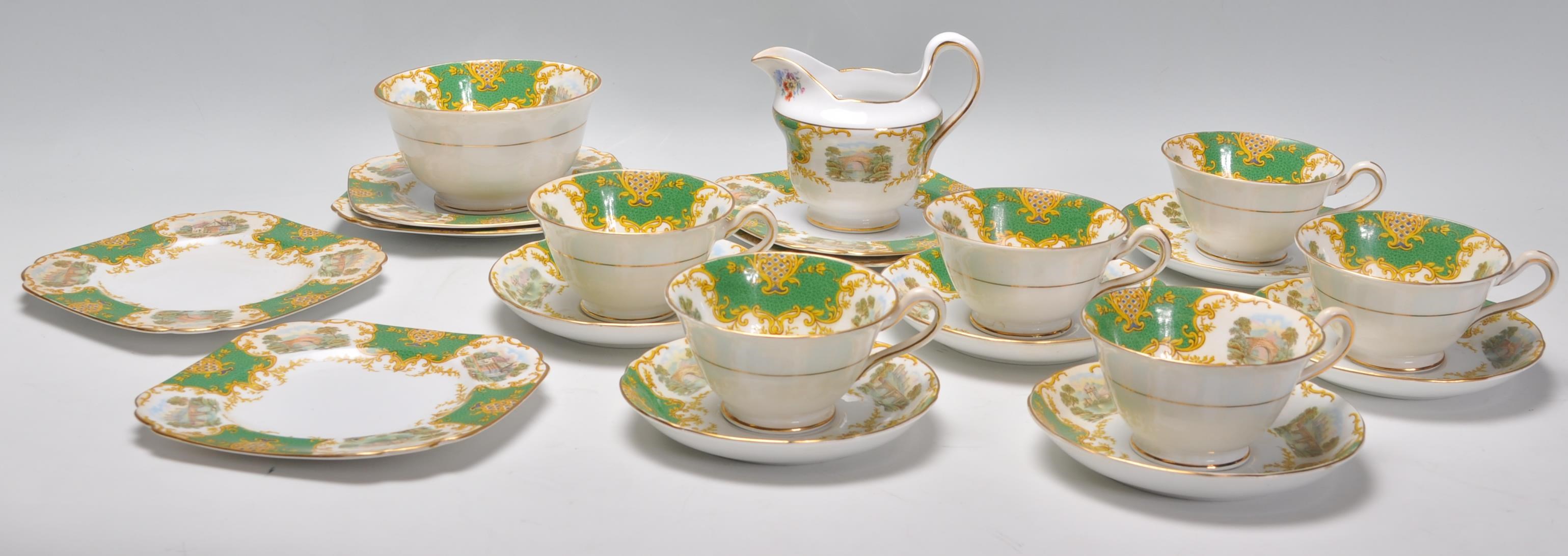 A good vintage 20th Century bone china tea service by Lawleys of Regent St having printed