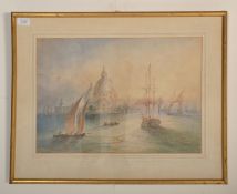 A good late 19th / early 20th Century Venetian watercolour painting depicting ships / boats and