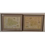 Local Interest - Two framed and glazed antique style maps to include a map of Pucklechurch 1844