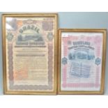 A pair of antique late 19th / early 20th century Railway share certificates - the first for the