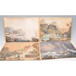 A good group of four 19th Century Victorian watercolour paintings depicting coastal scenes of the