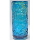 A retro Mdina studio art glass vase of cylindrical form, having swirl trailed decorated in typical