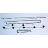A selection of silver jewellery to include a flat link necklace chain,a figaro link bracelet with