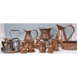 A  large collection of believed 19th century and 20th century  type copper and brass to include