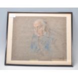 An early 20th Century Edwardian chalk pastel study drawing / artwork of an older gentleman reading