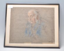 An early 20th Century Edwardian chalk pastel study drawing / artwork of an older gentleman reading