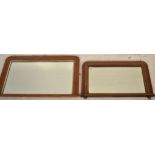 Two late 19th Century Victorian walnut and mahogany overmantle mirrors of rectangular form having