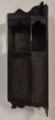 A 19th Century Victorian hanging corner cupboard having open shelf space above a cupboard below with