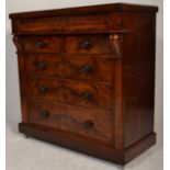 A good 19th Century Victorian flamed mahogany Scottish chest of drawers being raised on a plinth