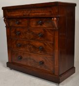 A good 19th Century Victorian flamed mahogany Scottish chest of drawers being raised on a plinth