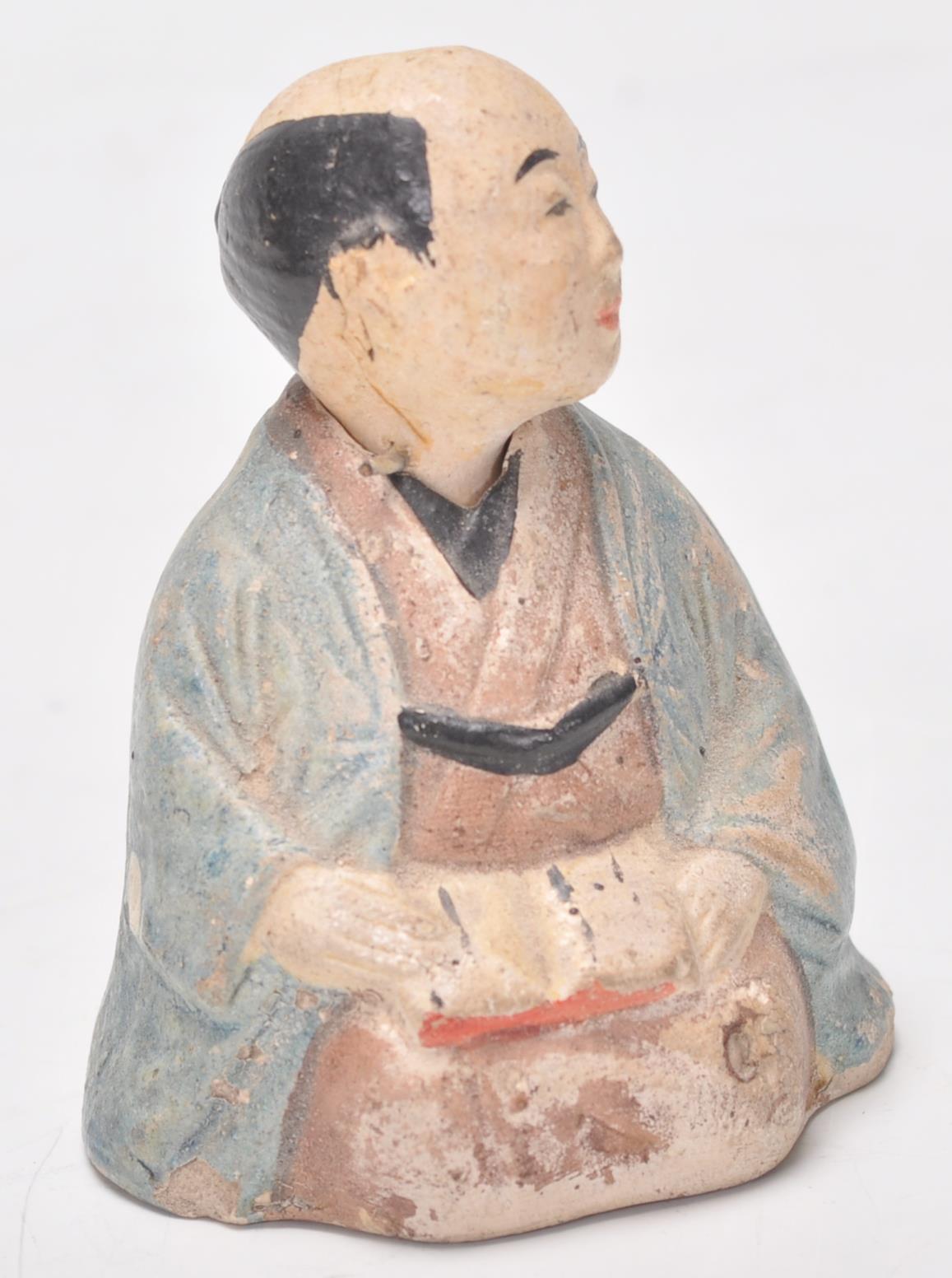 A late 18th / early 19th Century Japanese Meiji period stoneware nodding figurine in the form of a - Image 2 of 6