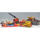 A collection of mixed vintage diecast you vehicles to include a Tonka truck crane, some boxed